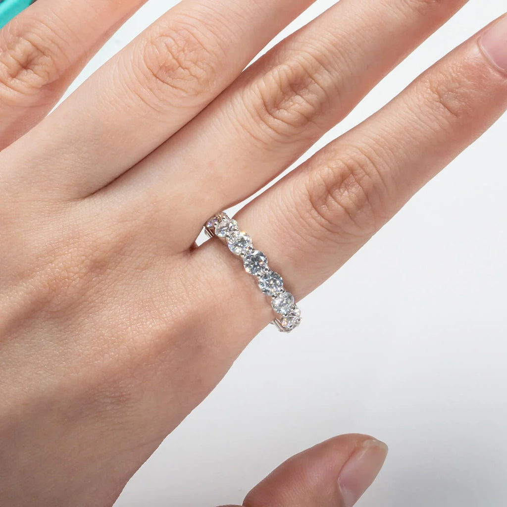 4.8 Cart Moissanite Eternity Ring D Color VVS1 925 Sterling Silver Wedding Band Ring I1370