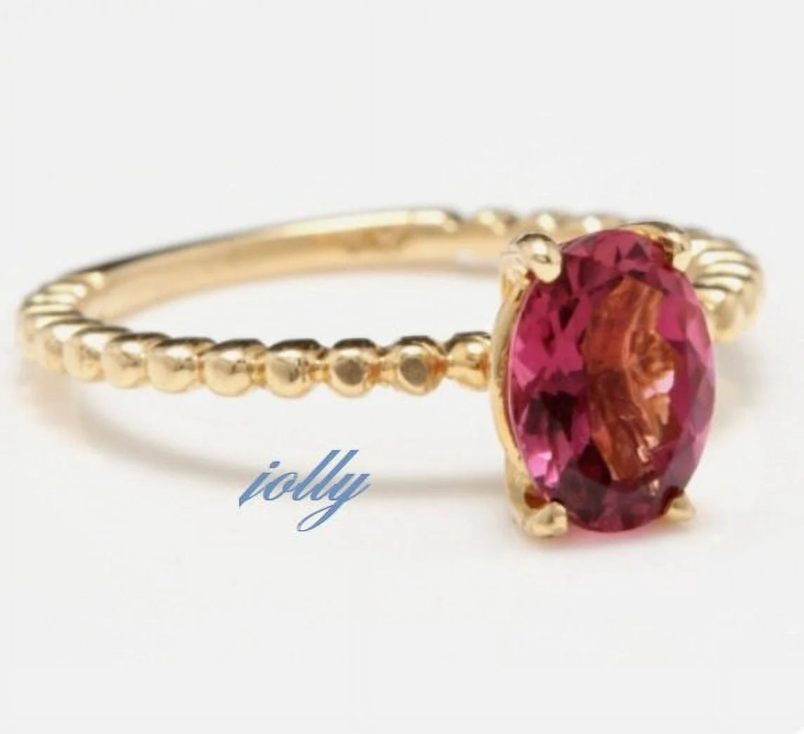 Natural Tourmaline Ring, 14k Gold Filled Oval Cut Tourmaline Engagement Ring V290