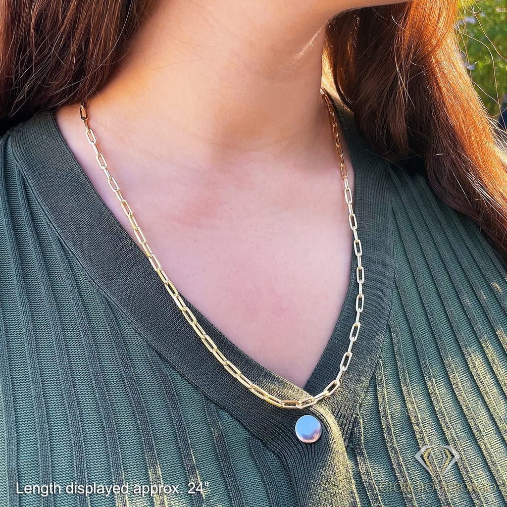 925 Sterling Silver Yellow Gold Plated Cable Link Necklace E5133
