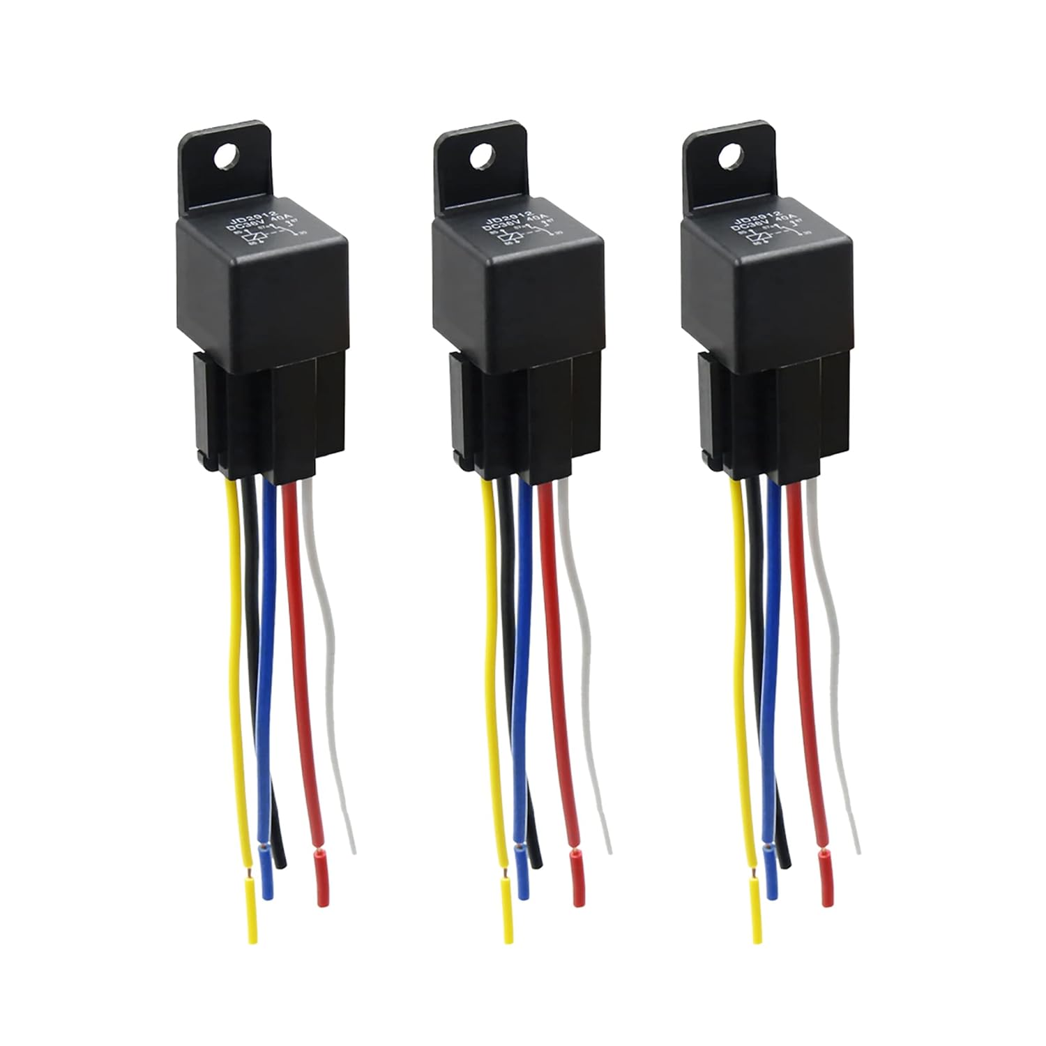 3pcs 5 Pin DC 36V 40A Car Motor Relay with Harness R42697