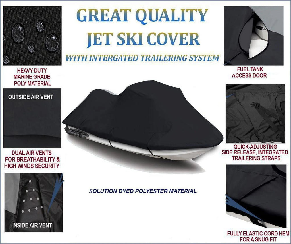 Black Jet Ski PWC Cover 1-2 Seater Q5247