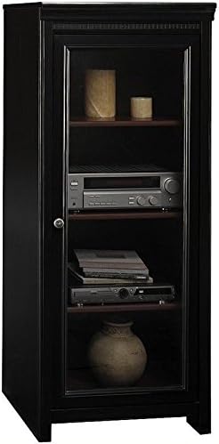 Antique Black Audio Cabinet with 2 Adjustable Shelves H48482