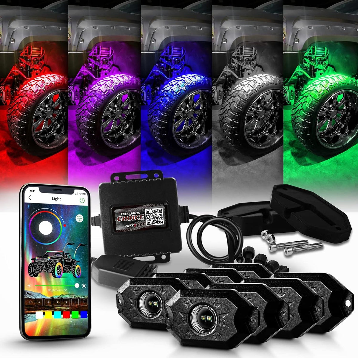 8 Pods Bluetooth App Control RGBW LED Rock Lights G8442