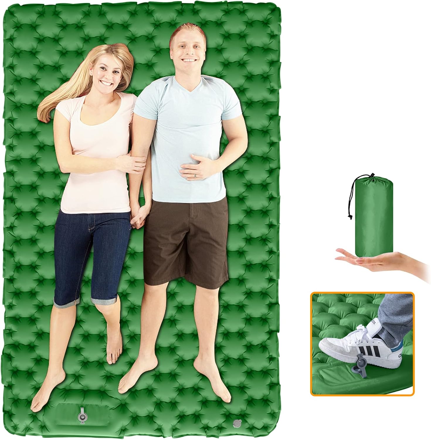 Double Camping Pad Self Inflating Sleeping Pad with Built-in Foot Press X8840