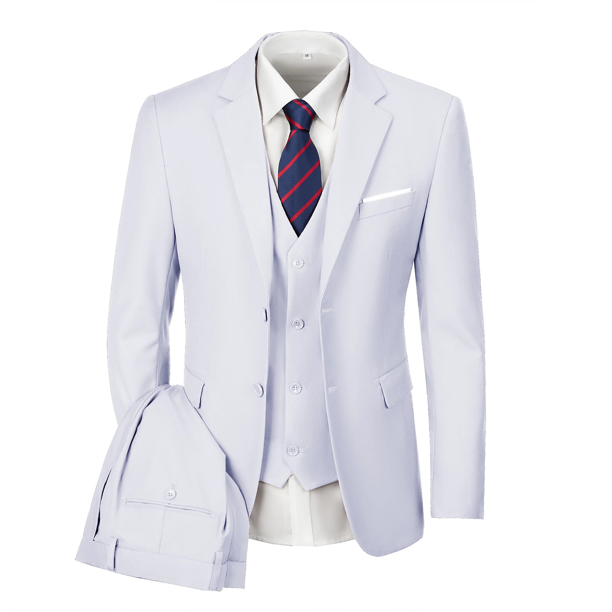 White Slim Fit 3 Piece Suit Blazer Jacket Vest Pants N561