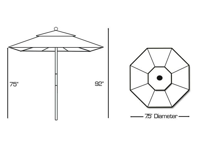 7.5 ft. Dark Wood Cafe Jockey Red Sunbrella Umbrella U5869