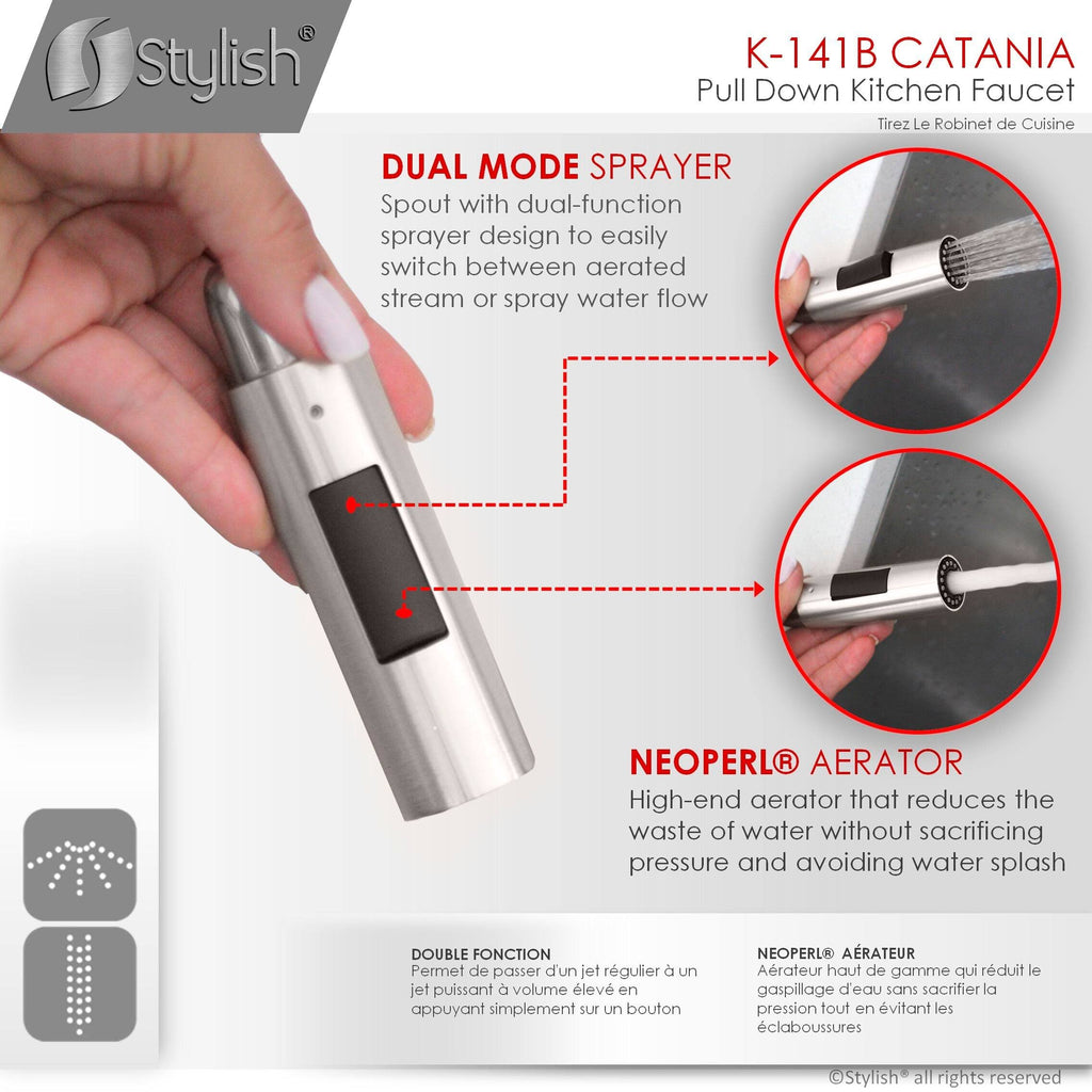 Brushed Nickel Pull Down Single Handle Kitchen Faucet D795206
