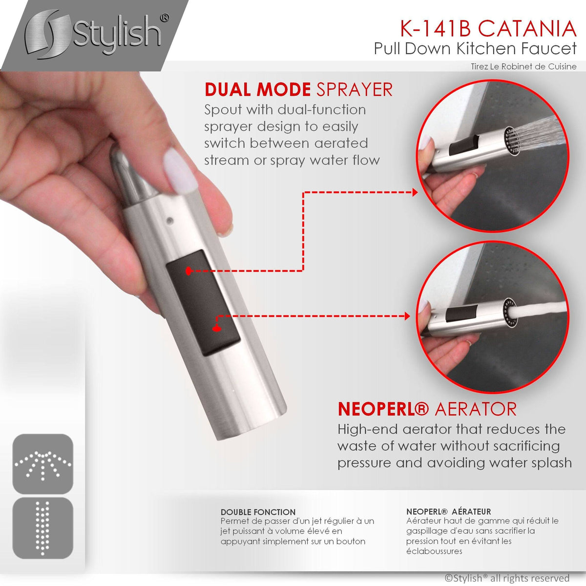 Brushed Nickel Pull Down Single Handle Kitchen Faucet D795206