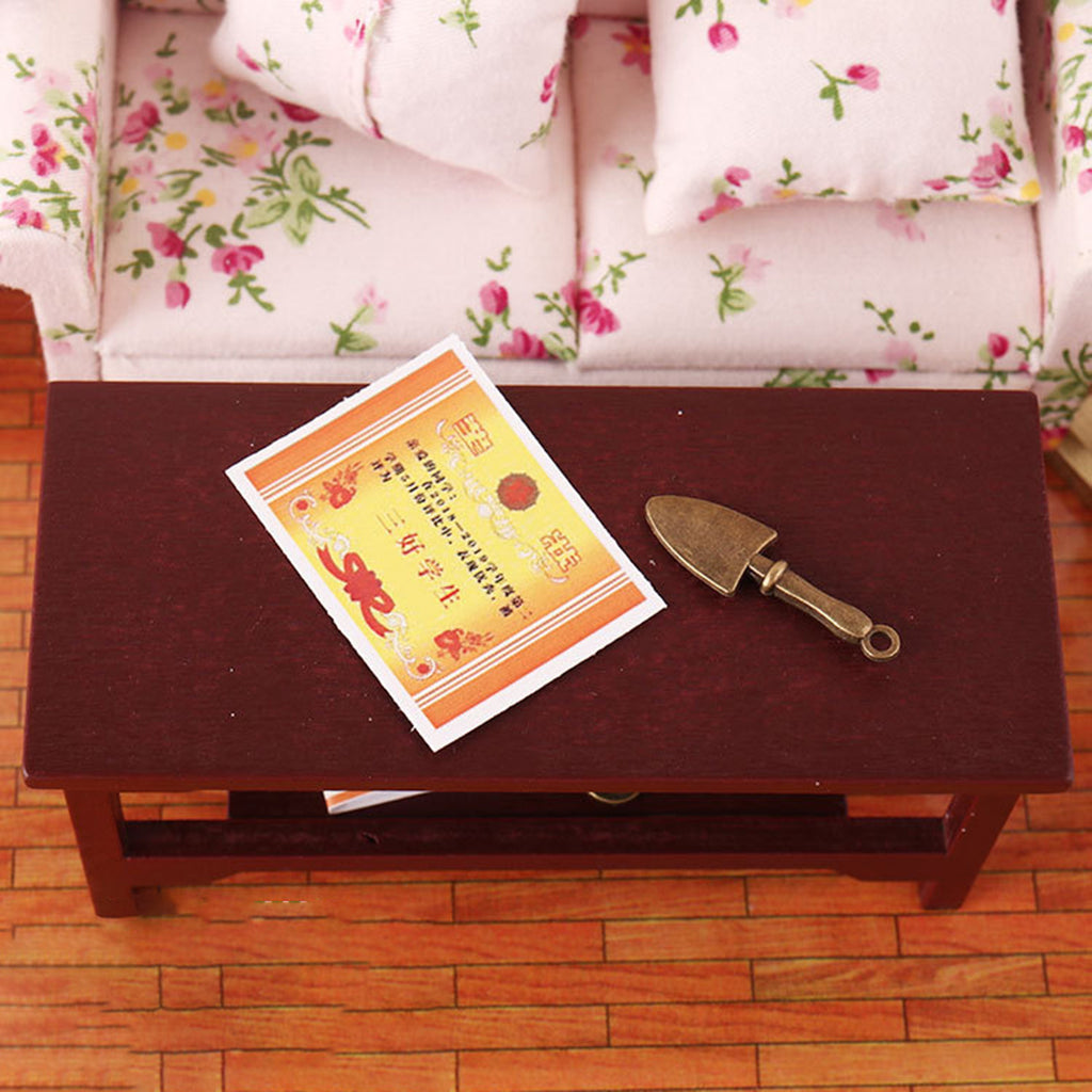 Mini Handmade Retro Wine Red Teatable Dollhouse Furniture Table V5612