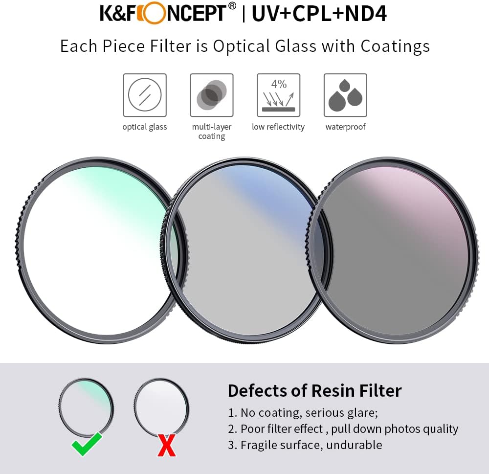 67mm UV/CPL/ND Lens Filter Kit 3 Pieces Multi-Layer Coatings with Cleaning Pen and Filter Pouch D593867