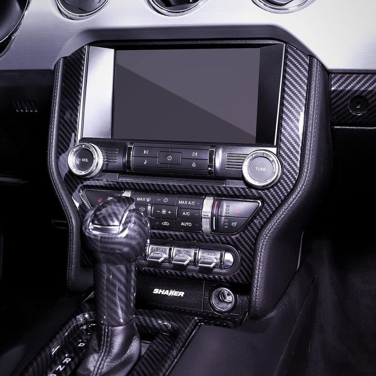 Carbon Fiber Center Console Multimedia Panel Decoration Trim Sticker Pack of 2 F668