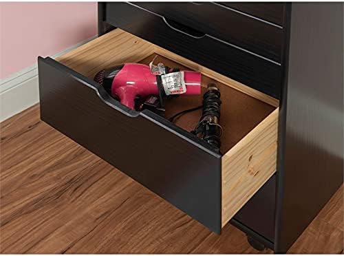 Black Eight Drawer Wood Rolling File Cabinet Storage Cart M33042