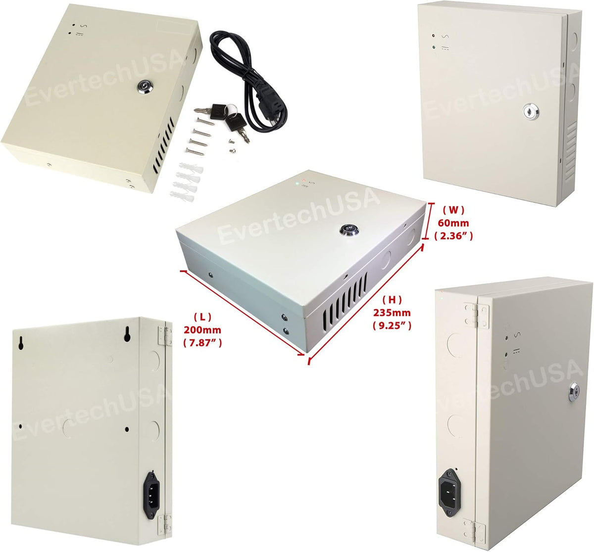 16 Channel 12 Volt DC Output CCTV Power Supply Box with 18 Pcs. DC Male Pigtail T432276