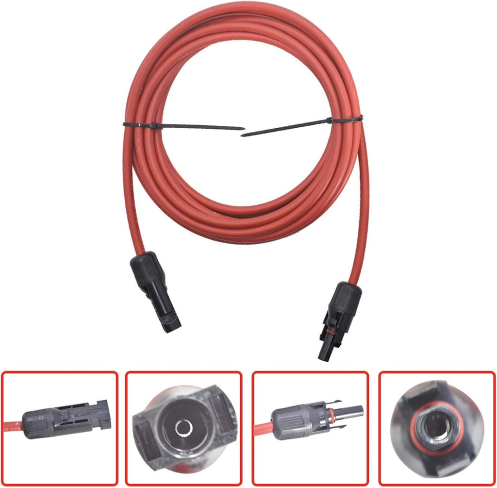 Black + Red 10 Gauge Solar Panel Extension Cable with Connector Pack of 2 A75327