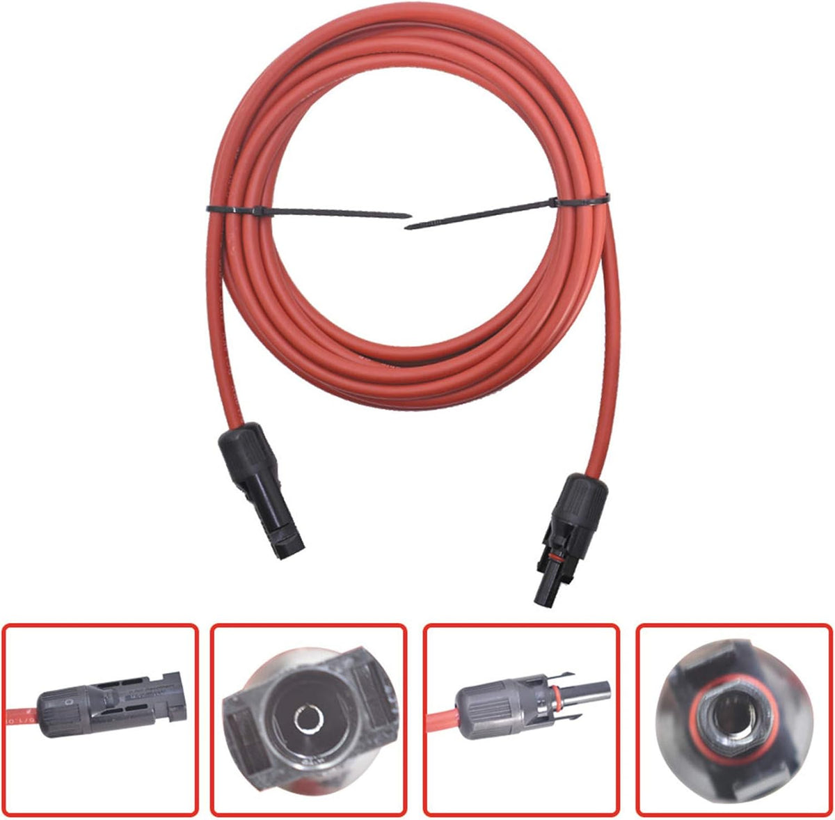 Black + Red 10 Gauge Solar Panel Extension Cable with Connector Pack of 2 A75327
