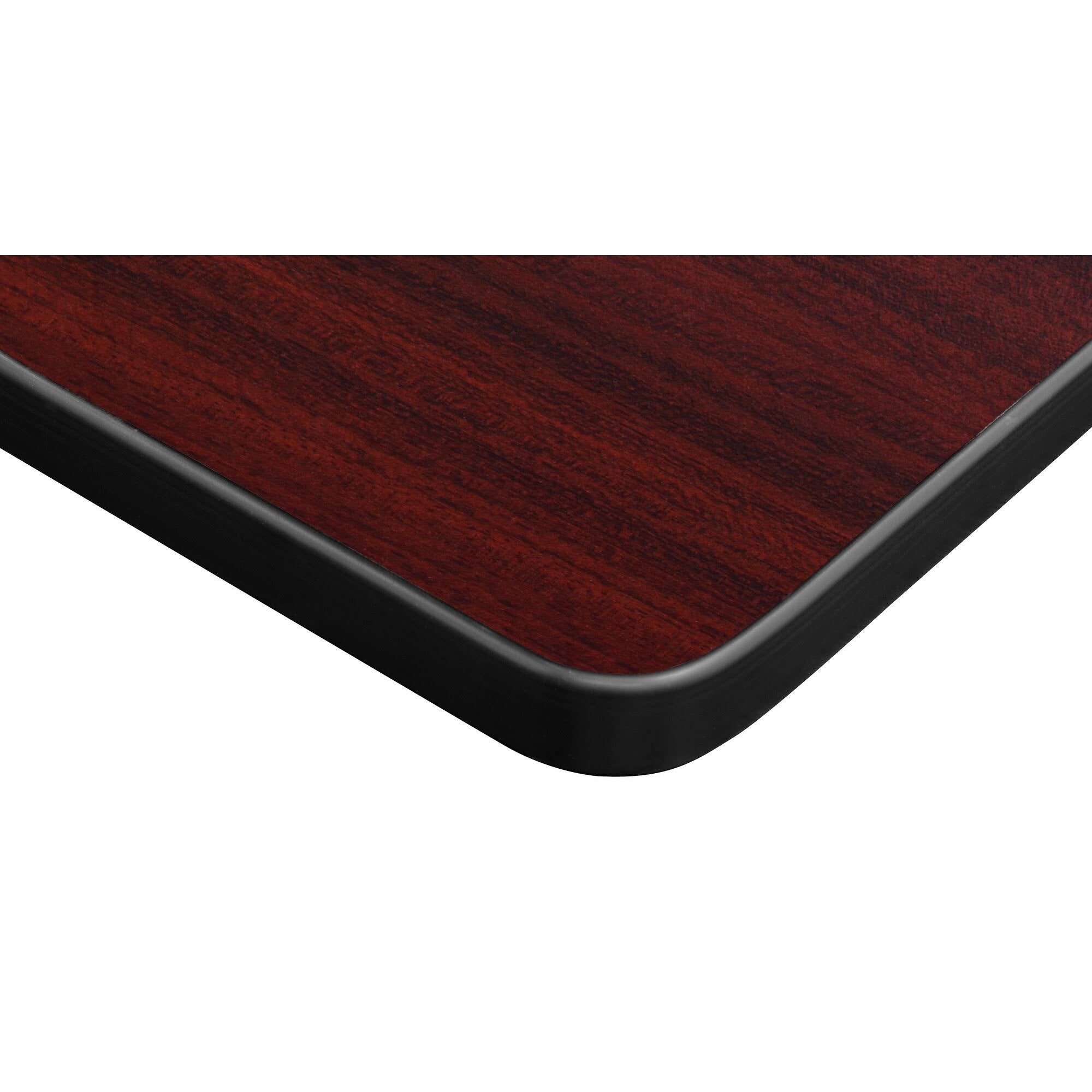 72x22 x 30x22 Height Adjustable Classroom Table - Mahogany & 2 Stack Chairs - Black E24567