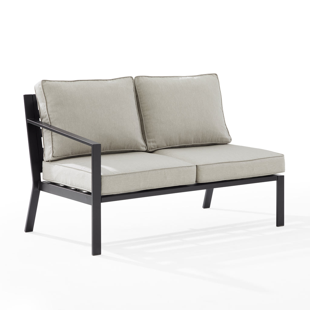 Taupe Matte Black Outdoor Metal Sectional Loveseat B655269