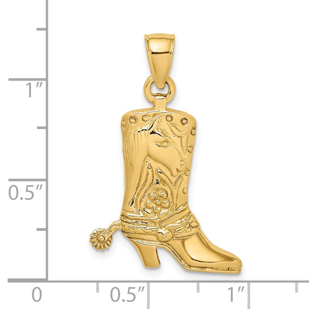 14k Gold Cowboy Boot Charm E918