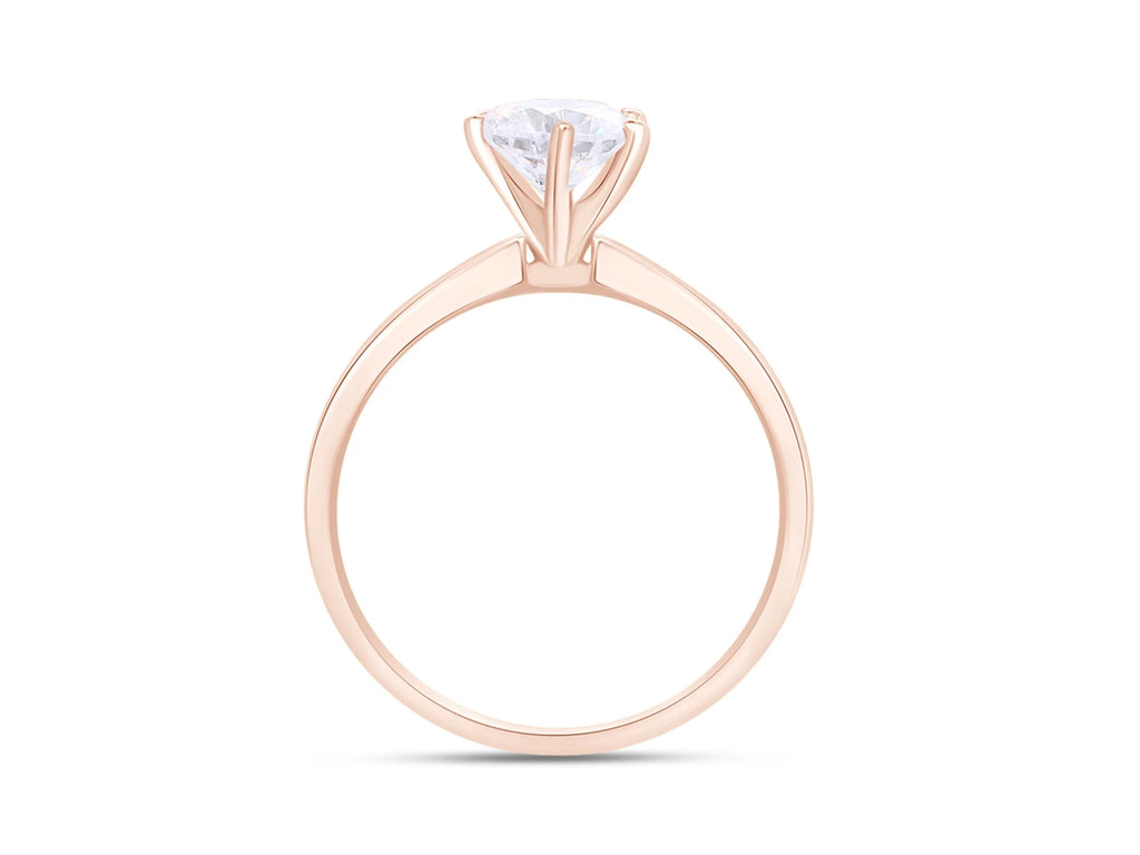 14K Rose Gold Over Sterling Silver Moissanite Solitaire Engagement Ring E826