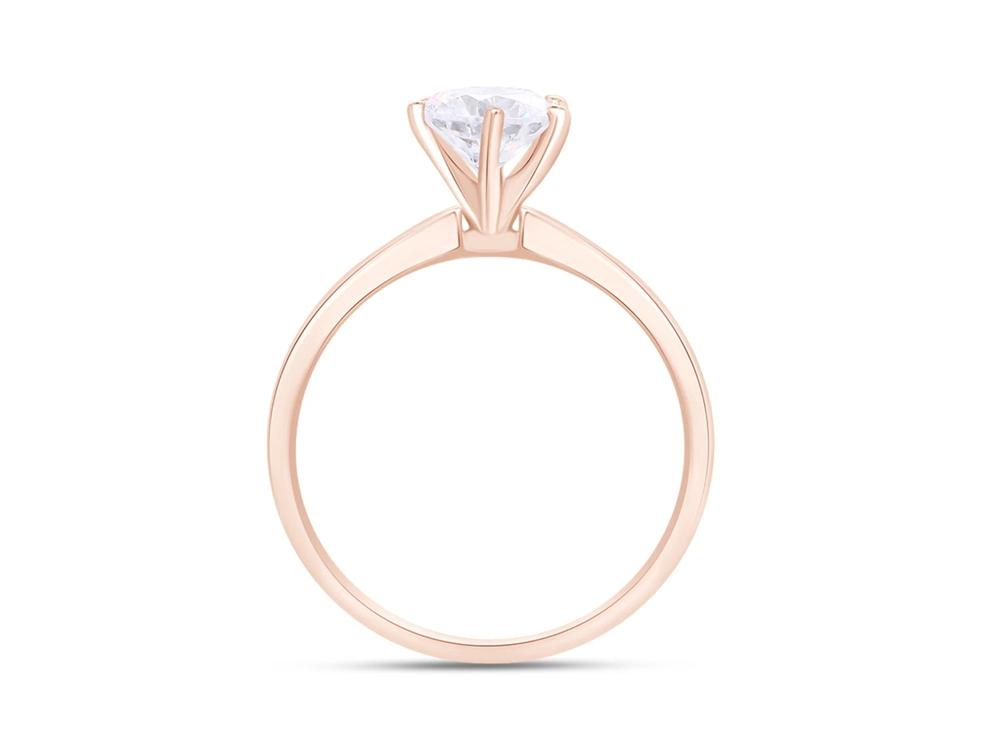 14K Rose Gold Over Sterling Silver Moissanite Solitaire Engagement Ring E826