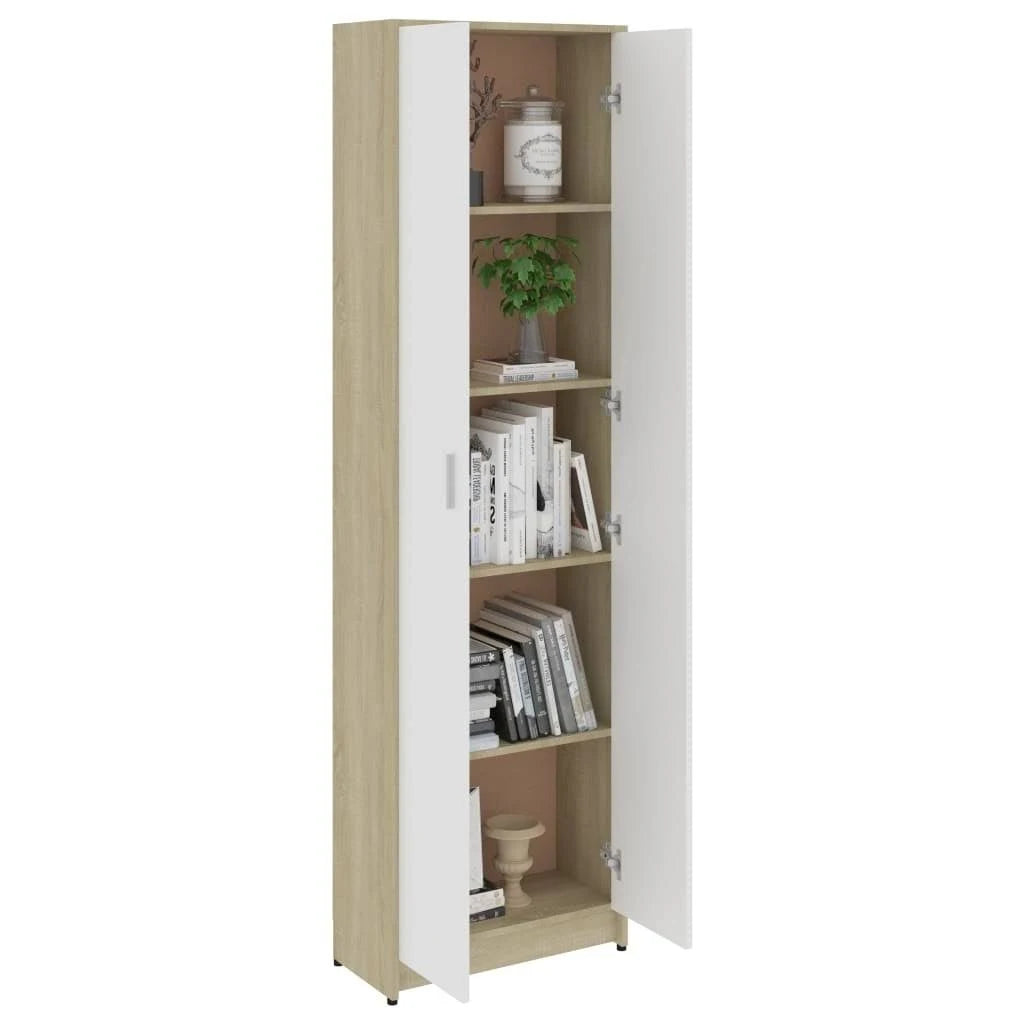 White and Sonoma Oak Hallway Wardrobe Chipboard O760066