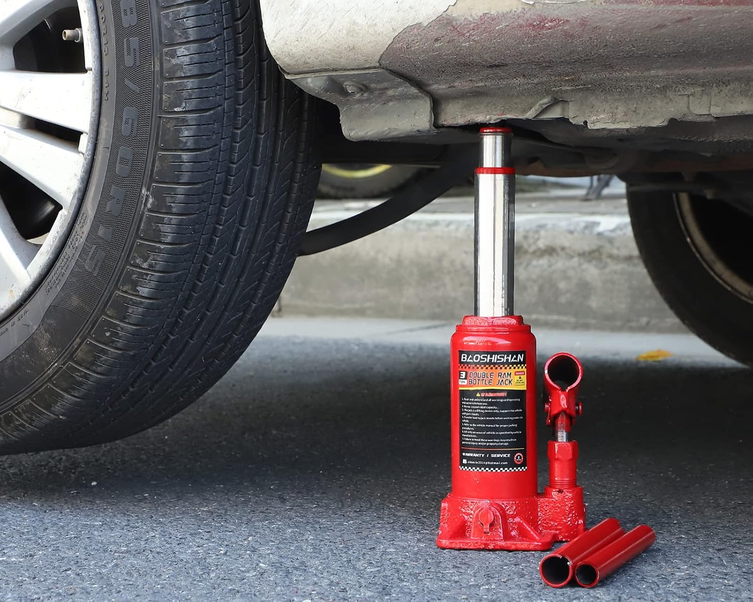 3 Ton Double Ram Bottle Jack with Carrying Case Pack of 2 G269