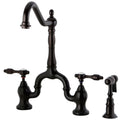 Oil Rubbed Bronze Bridge Kitchen Faucet with Brass Sprayer Z619538