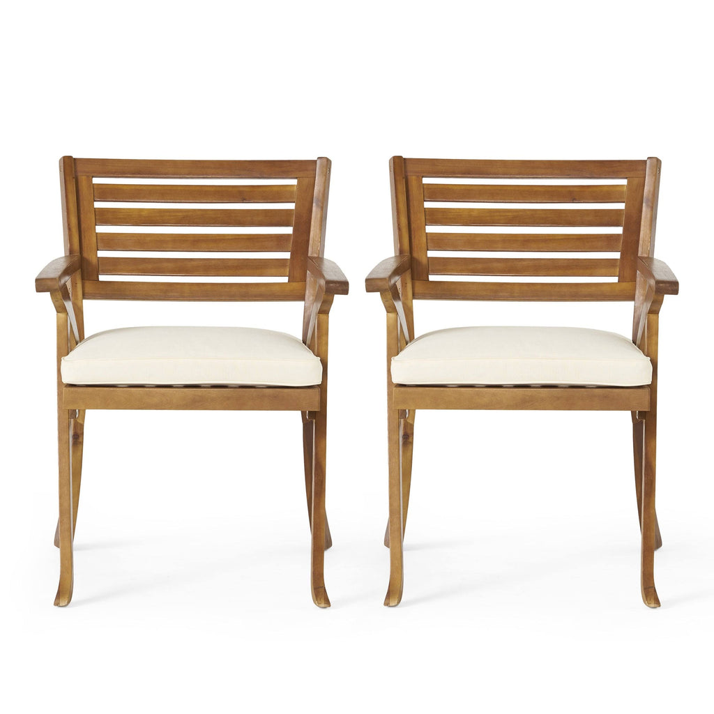 Gray Acacia Wood Arm Chair - 2 count V58877