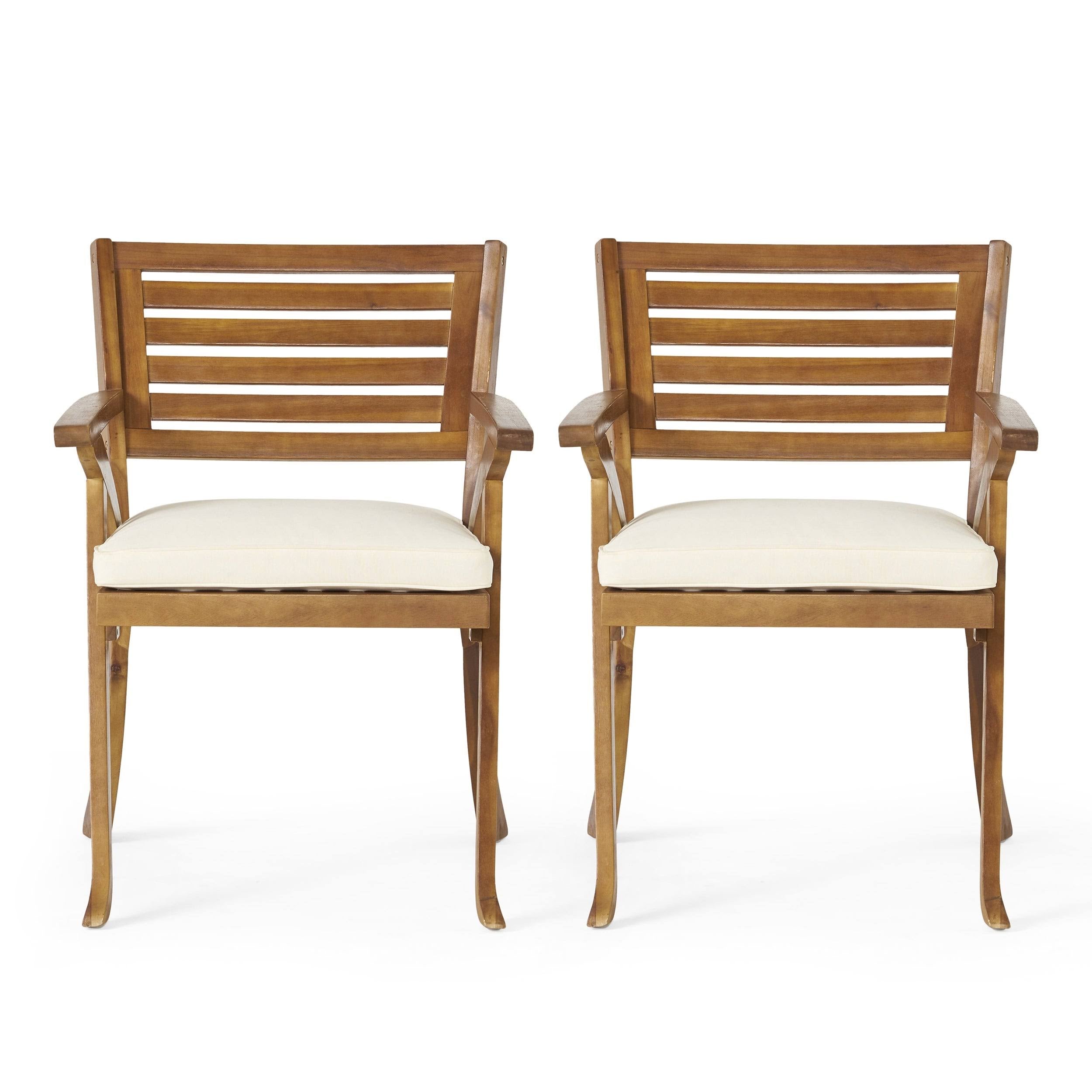 Gray Acacia Wood Arm Chair - 2 count V58877
