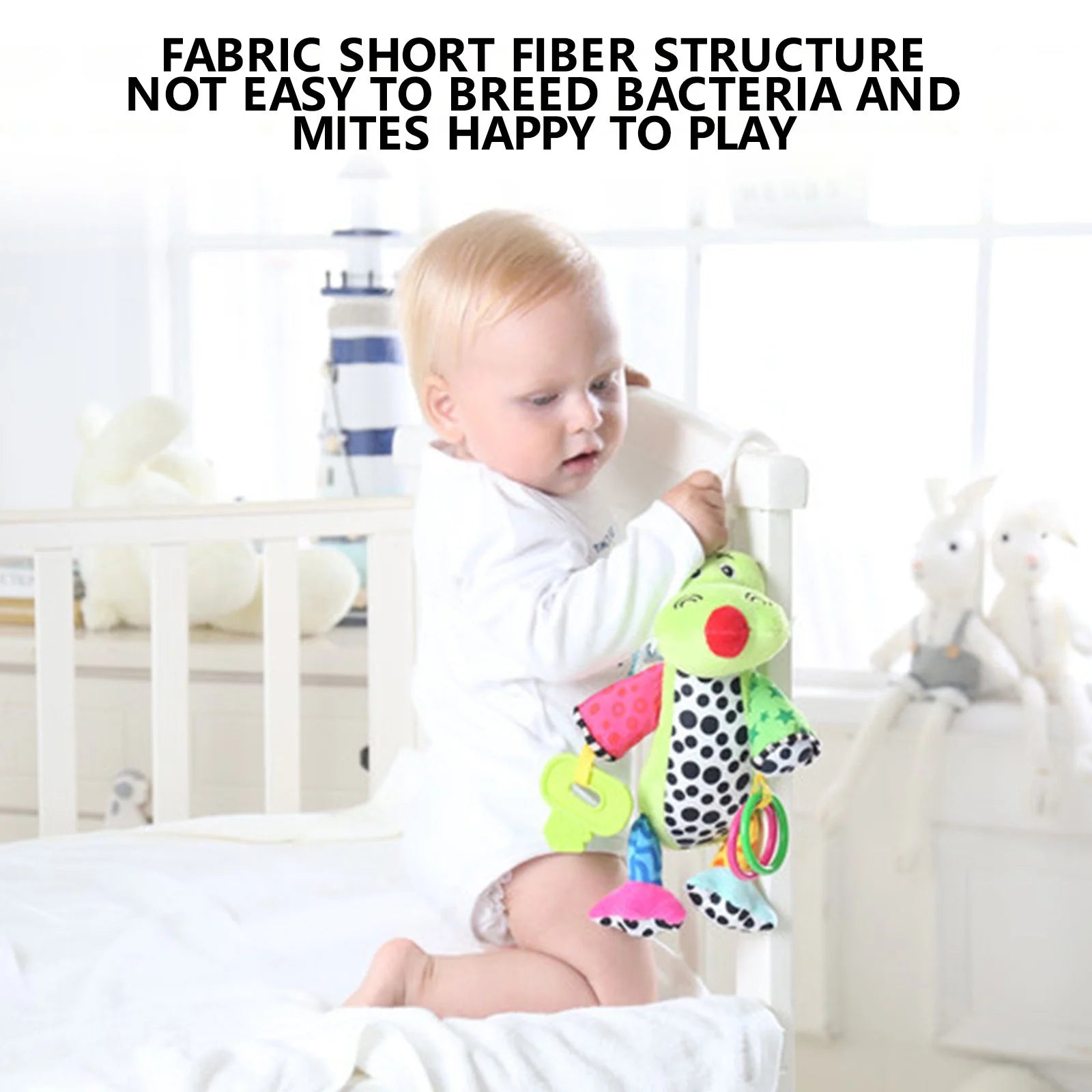 Hanging Stroller Crocodile Toys With 32 Music And Teether, Infant Soft Plush Rattle C54755