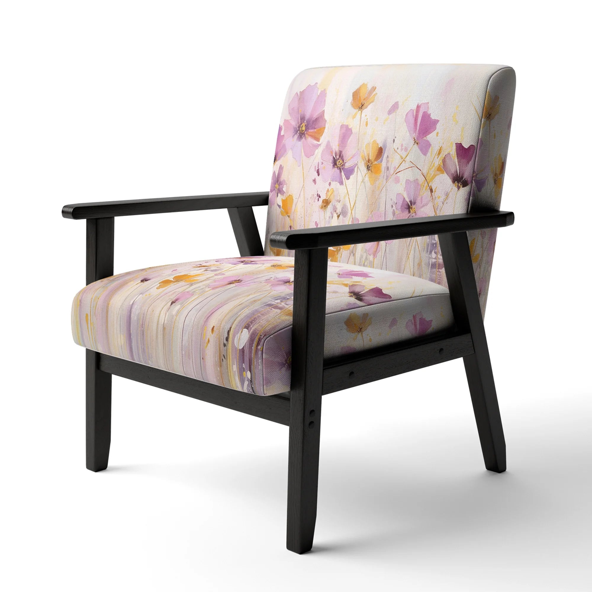 Pink Whimsical Wildflowers II Upholstered Accent Chair Q7359