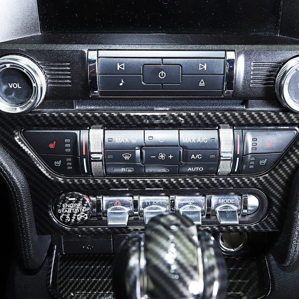 Carbon Fiber Center Console Multimedia Panel Decoration Trim Sticker Pack of 2 F668