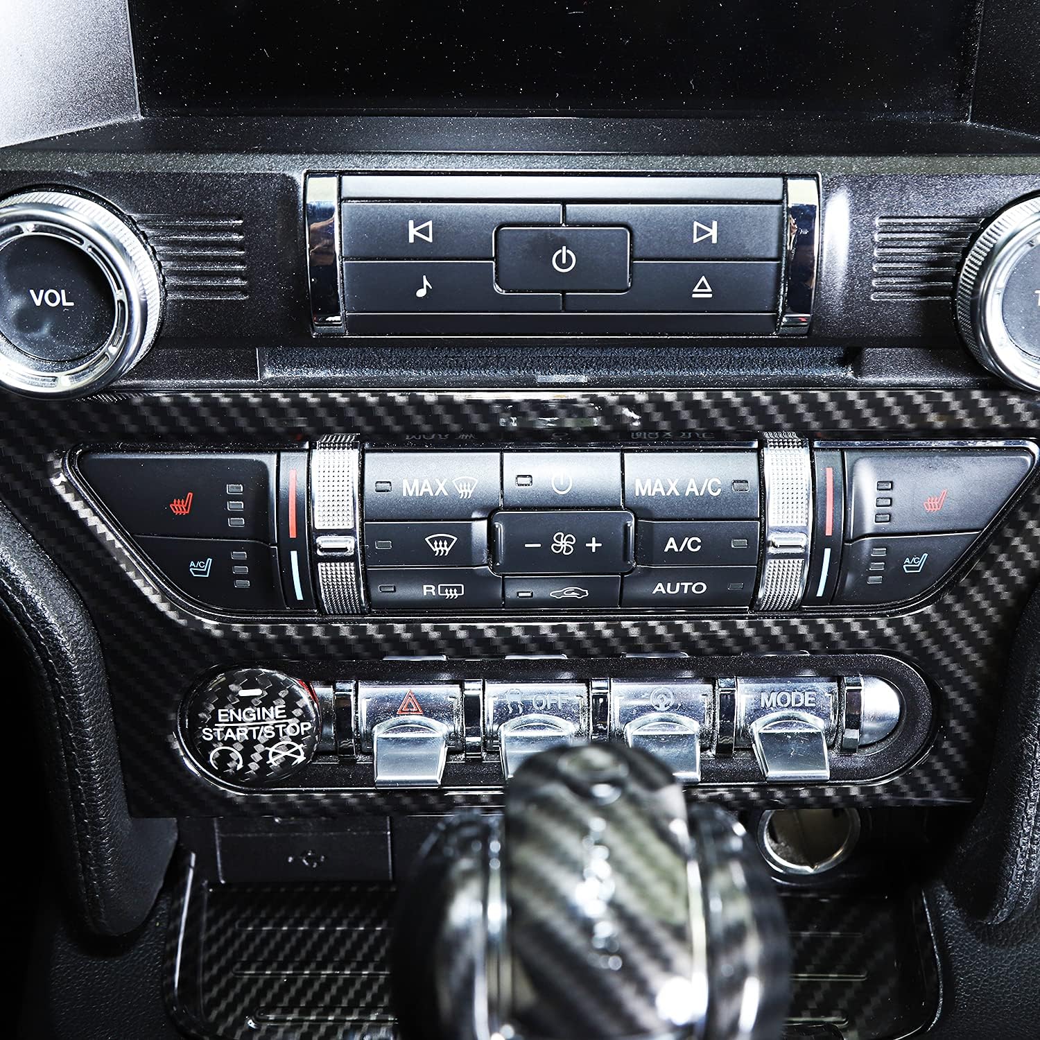 Carbon Fiber Center Console Multimedia Panel Decoration Trim Sticker Pack of 2 F668