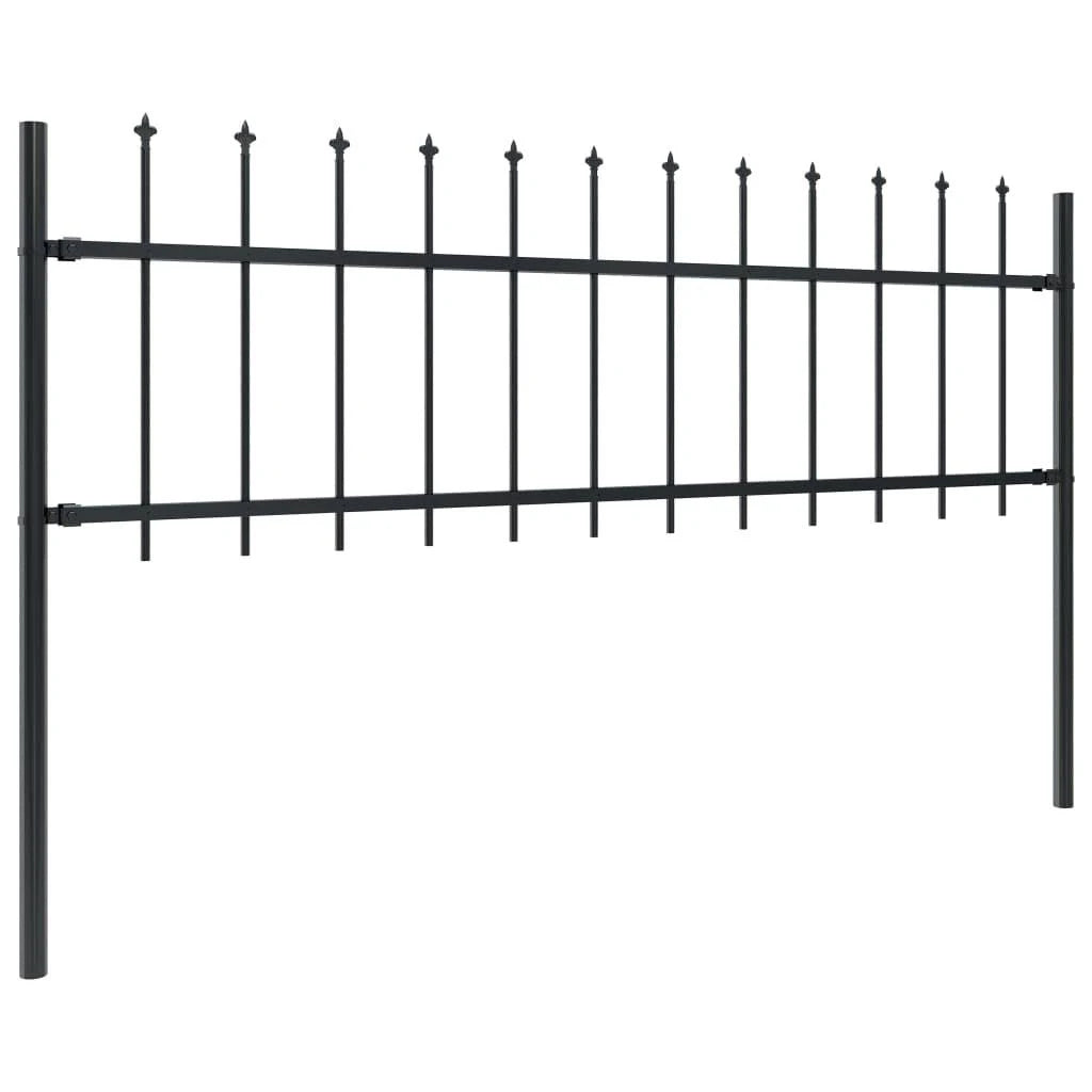 Black Steel Garden Fence with Spear Top N41154