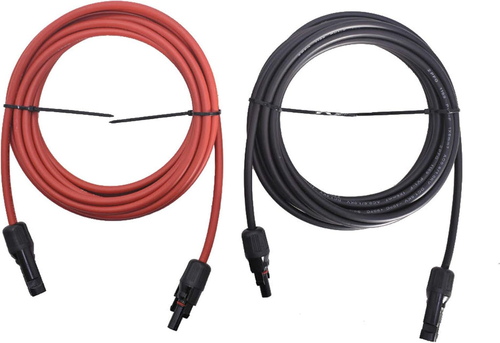Black + Red 10 Gauge Solar Panel Extension Cable with Connector Pack of 2 A75327