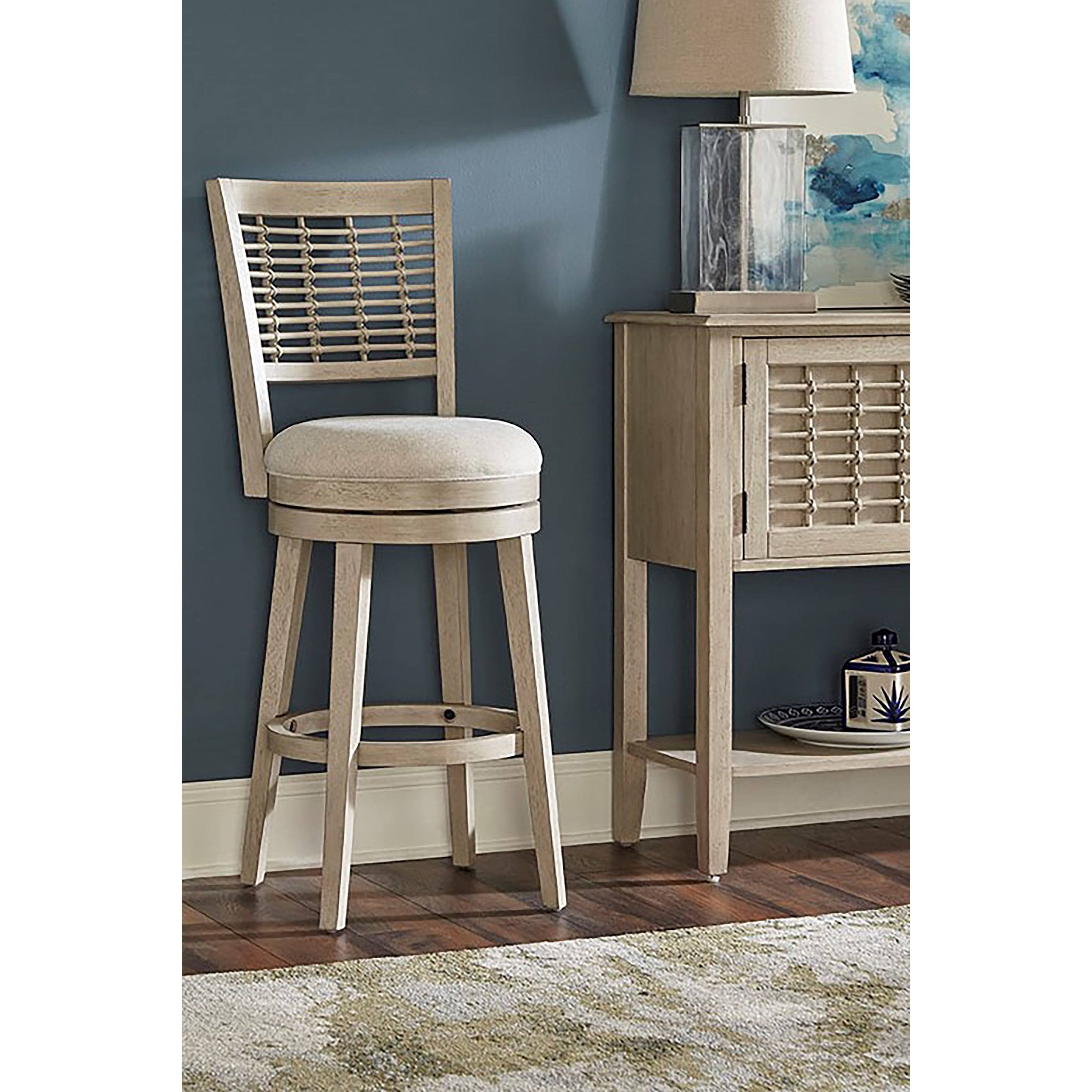 Wood Bar Height Swivel Stool, Sandy Gray T4376