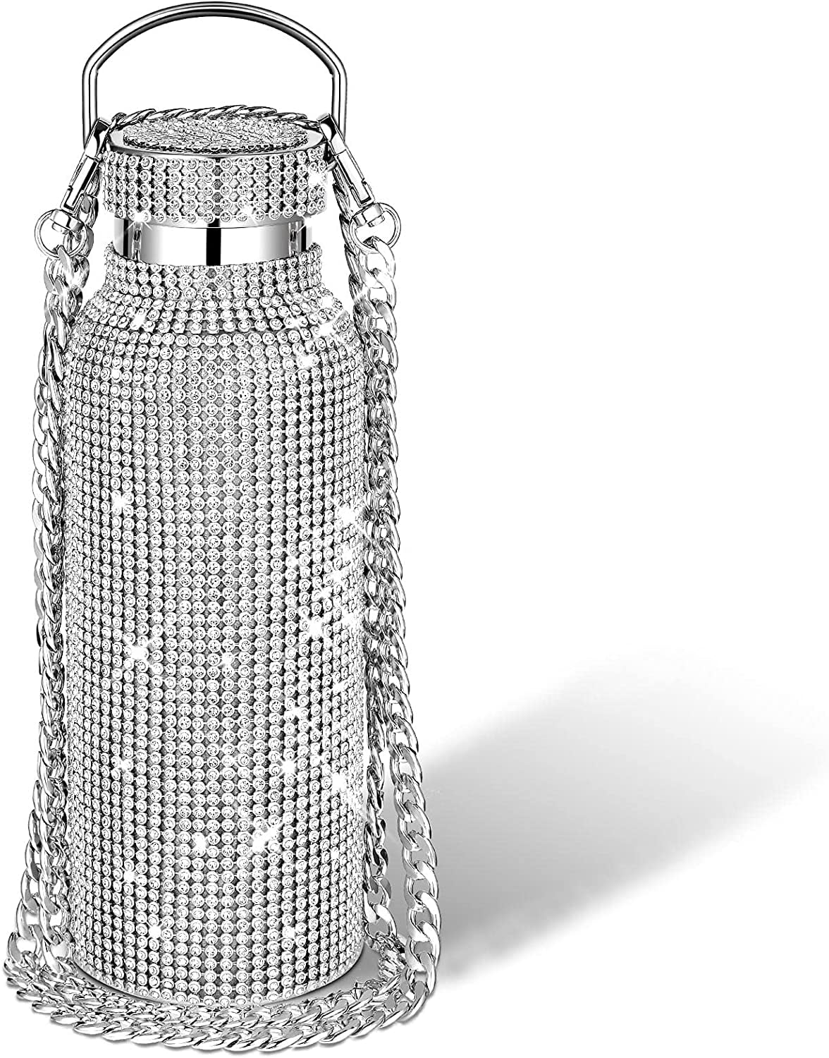 Silver Stainless Steel Insulated Water Bottle with Chain K455