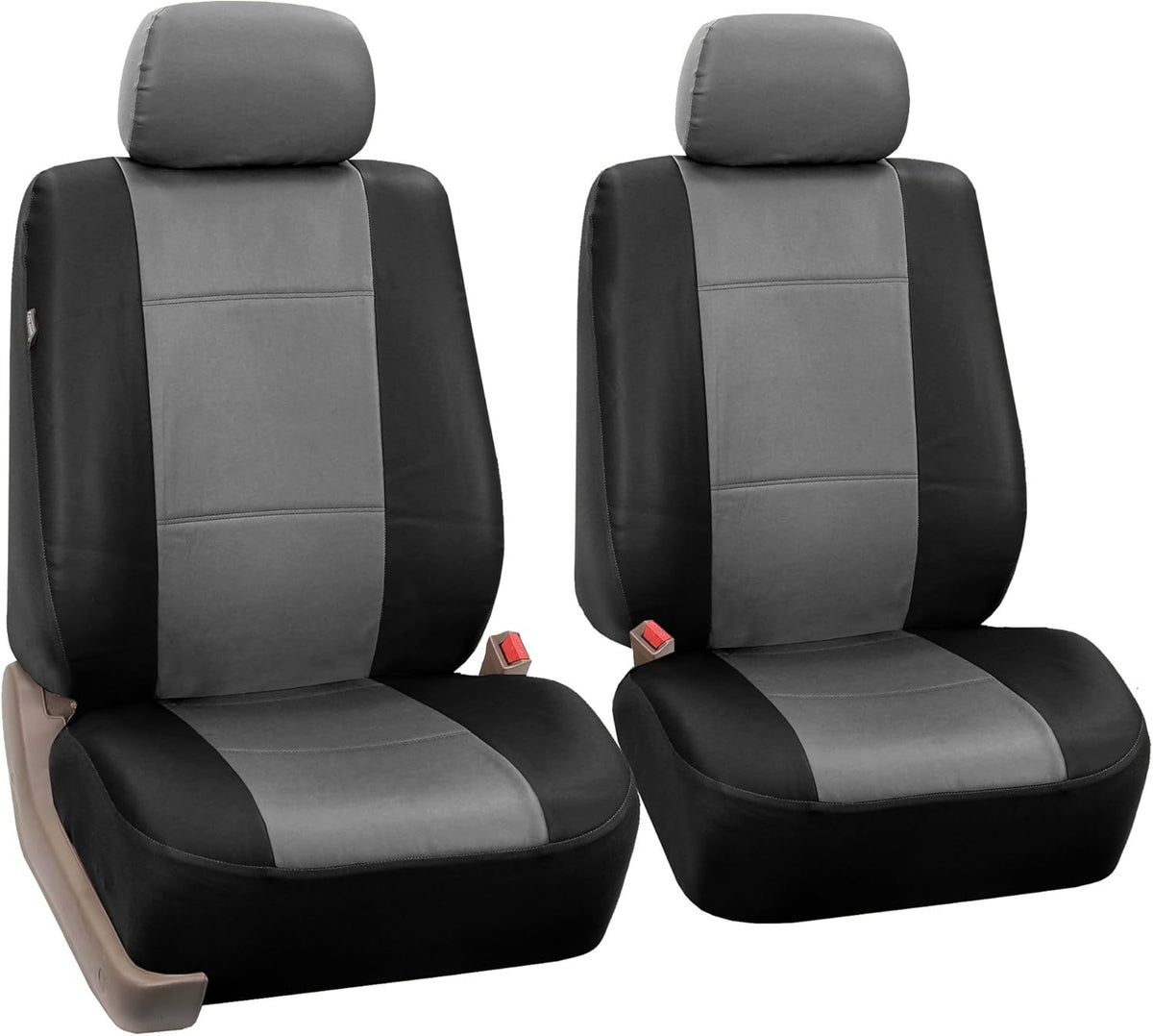 Black Faux Leather Automotive Seat Covers Set of 2 Z120868