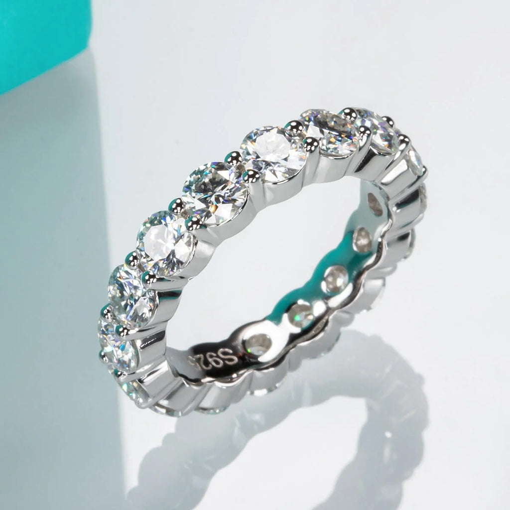 4.8 Cart Moissanite Eternity Ring D Color VVS1 925 Sterling Silver Wedding Band Ring I1370
