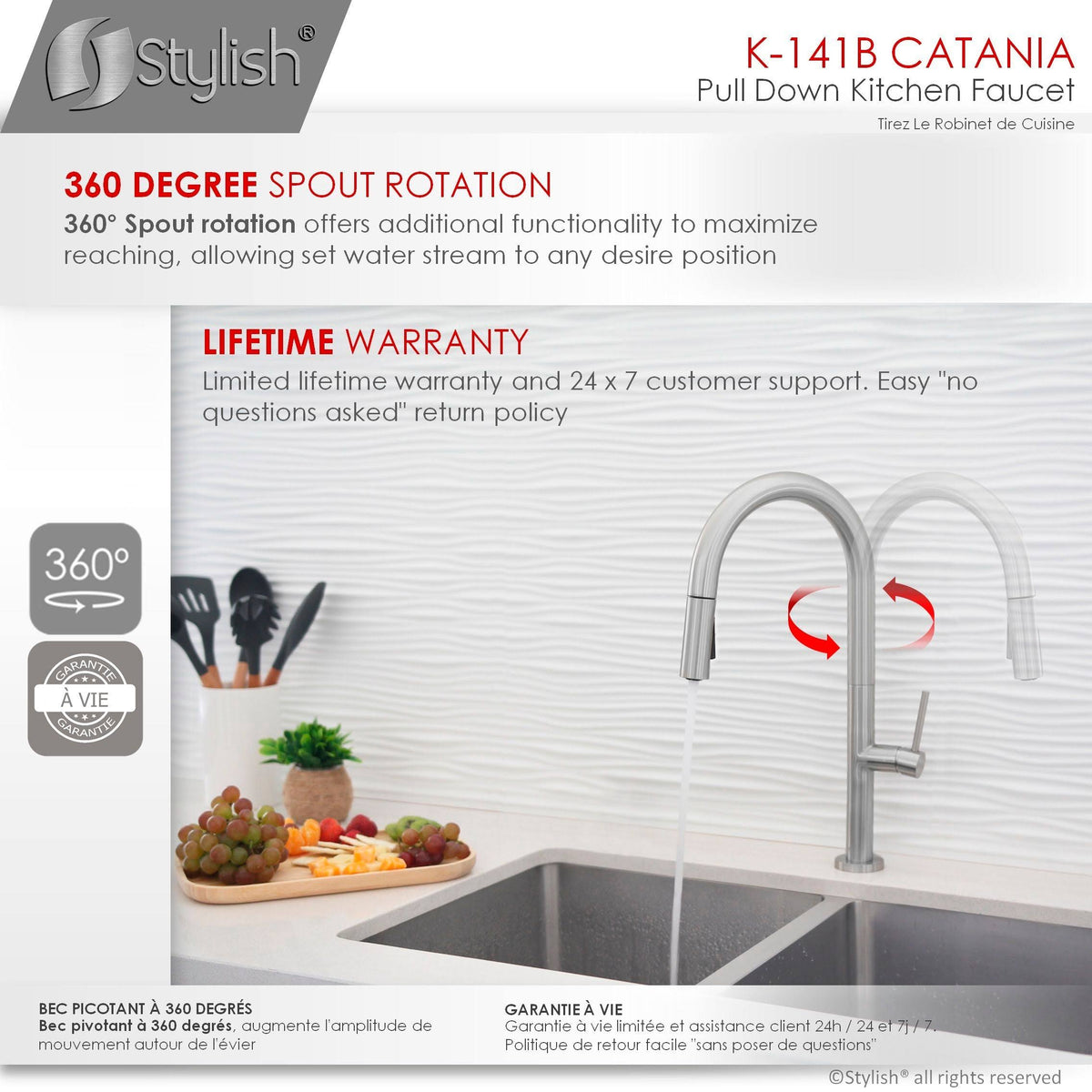 Brushed Nickel Pull Down Single Handle Kitchen Faucet D795206