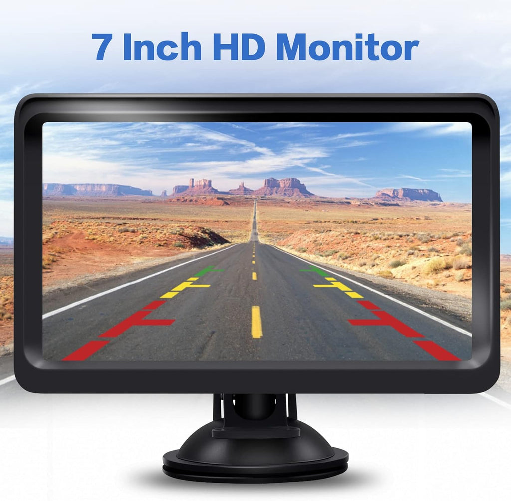7 Inch Monitor Kit HD 1080P IP69 Waterproof Rear View Camera with 12 LED, Pack of 2 I6684