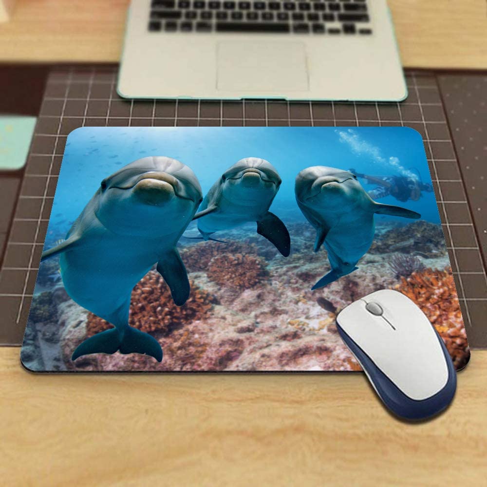 Cute Dolphins Non-Slip Rubber Mouse Pad 9.5 Inch x 7.9 Inch E107941