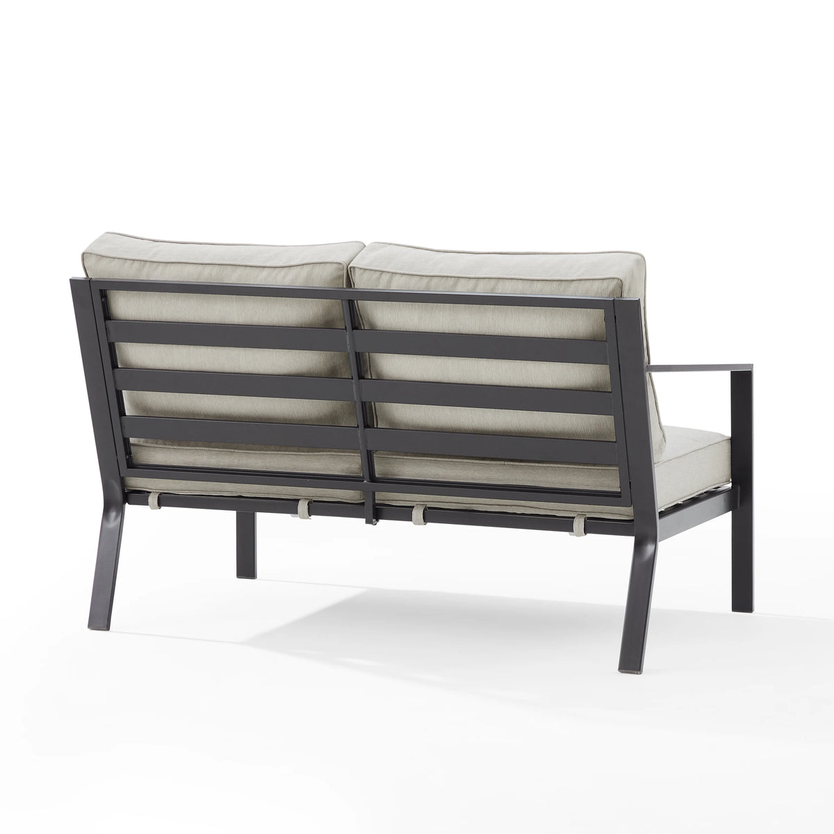 Taupe Matte Black Outdoor Metal Sectional Loveseat B655269