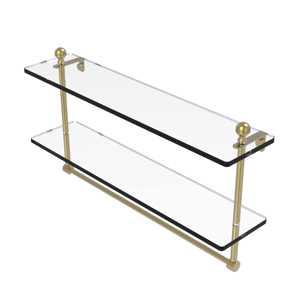 Brushed Bronze Two Tiered Glass Shelf with Integrated Towel Bar A77391