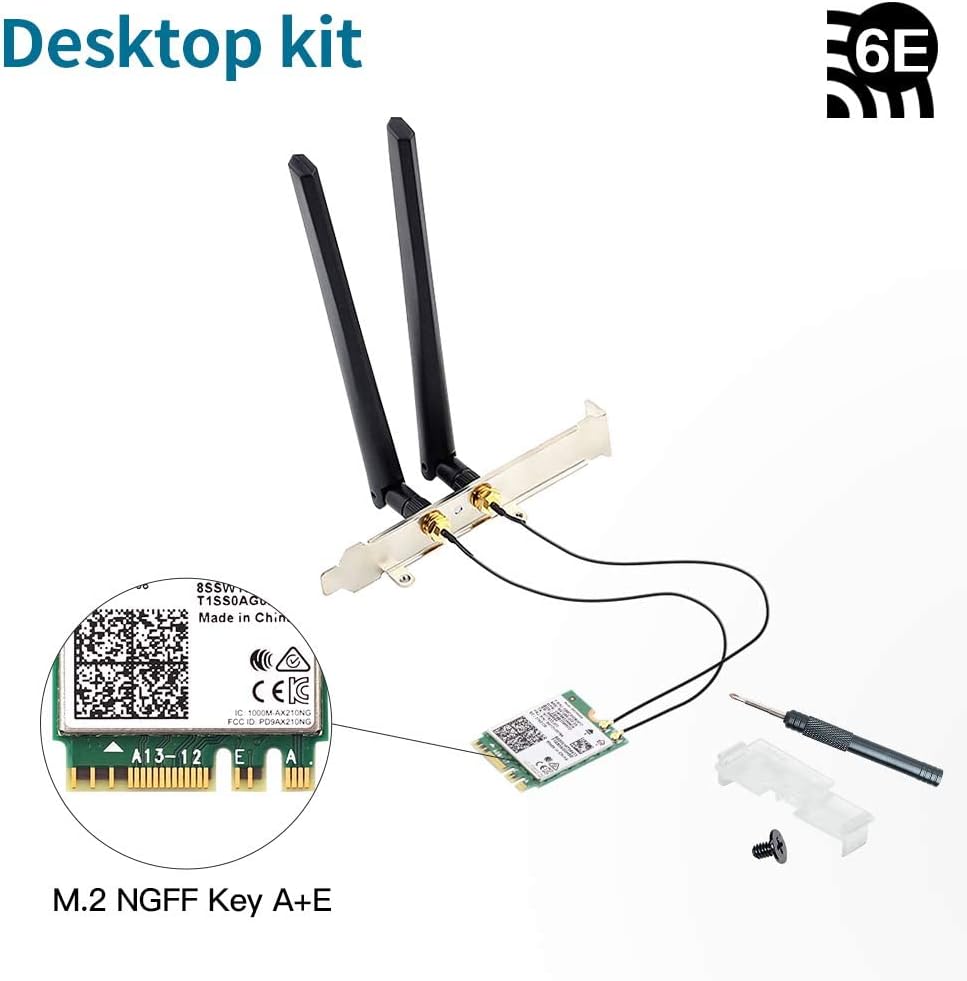AX210 WiFi 6E M.2 2230 NGFF Wireless PC 802.11ax 5400Mbps Network Card Pack of 2 Q162767