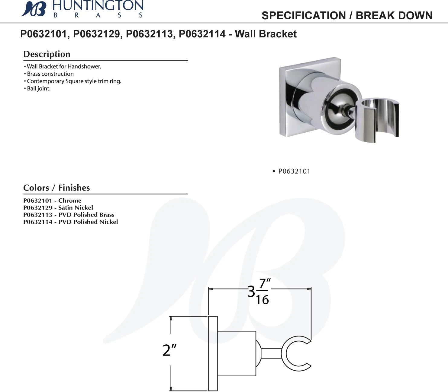 Polished Nickel Hand Shower Wall Bracket Y69498