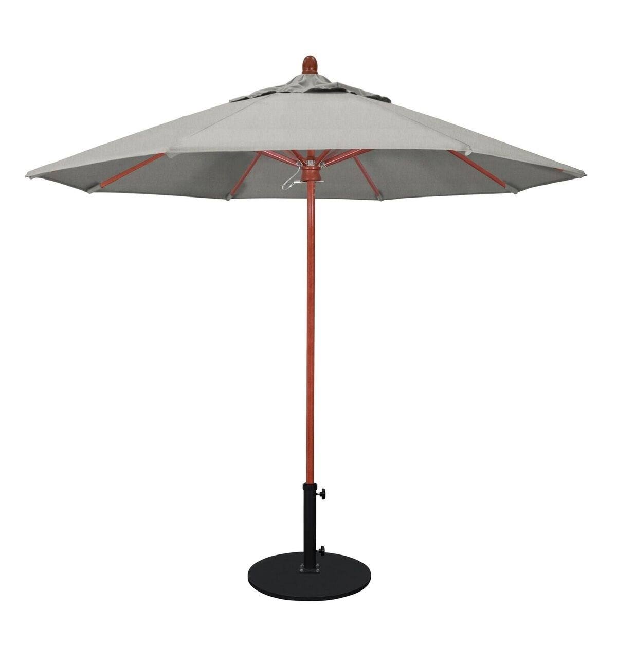 Forest Red Oak Fiberglass Pole Market Umbrella with Pulley Lift D1883