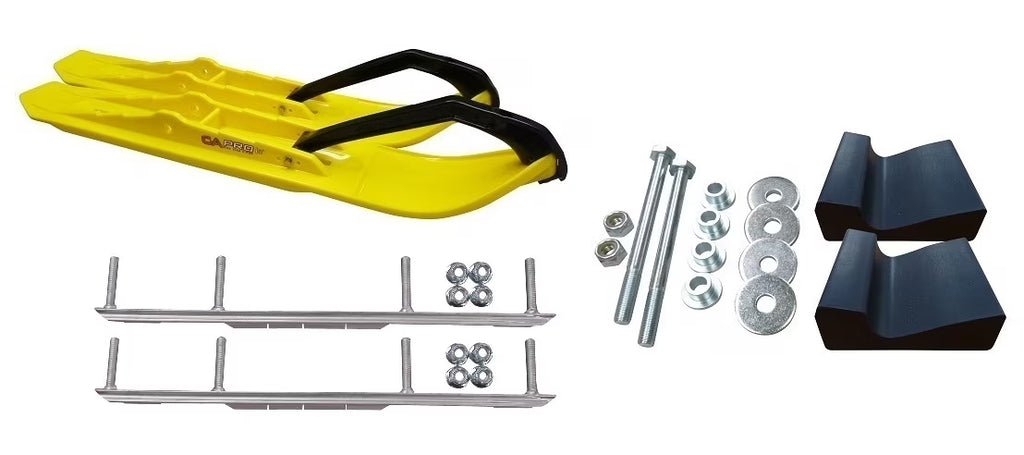 Yellow XCS Snowmobile Skis with 6" Shaper Bars Complete Kit Q25112