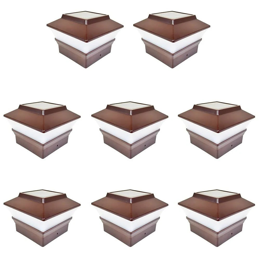 8 Pack Brown Solar LED Post Cap Light Y10296