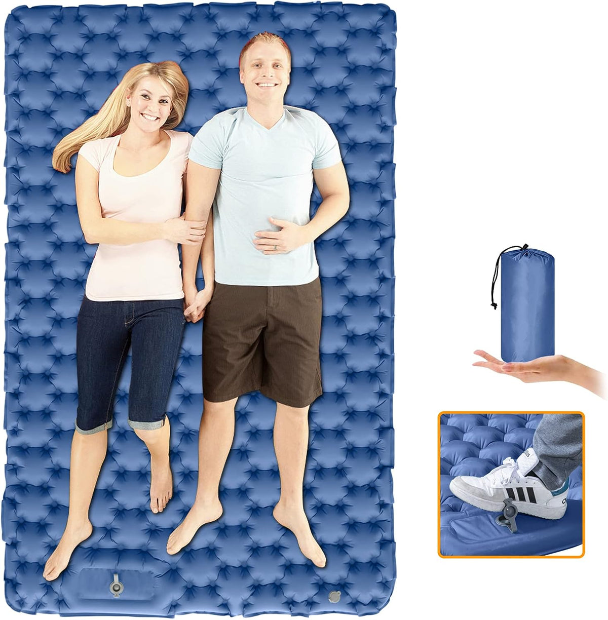 Double Camping Pad Self Inflating Sleeping Pad with Built-in Foot Press X8840